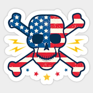 Skull with flag of USA Sticker